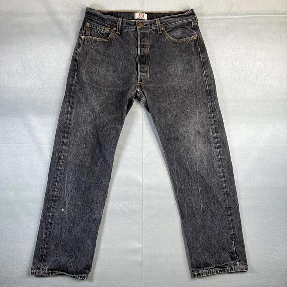 Levi's Other - Levis Original 501 Jeans Mens 34x29* Gray Dark Wash Straight Leg Classic Denim